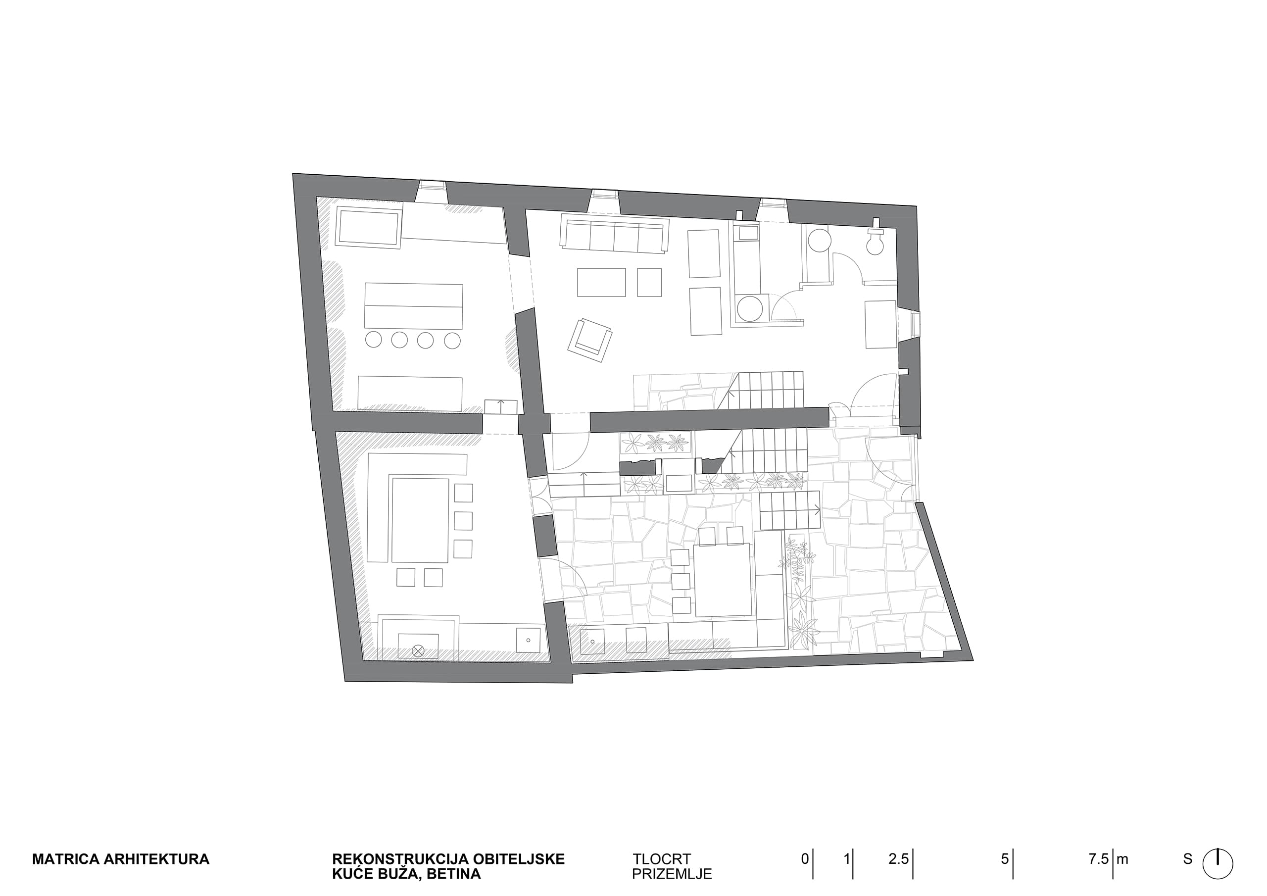 Kuća za odmor Buža tlocrt prizemlje